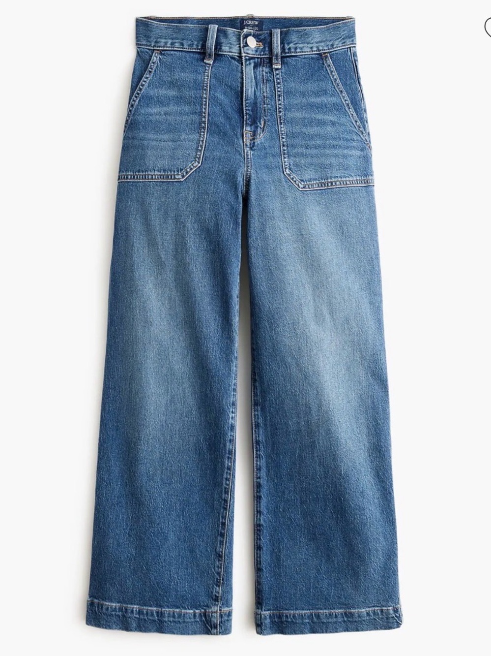 NWT J. Crew Wide-Leg Patch Pocket Jeans in Medium Blue Denim